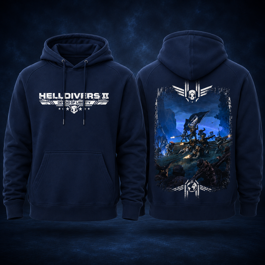 Helldivers II Devoid of Liberty Navy Blue Hoodie