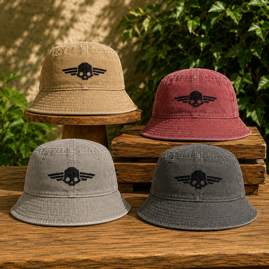 Helldivers 2 Black Skull Logo Bucket Hat