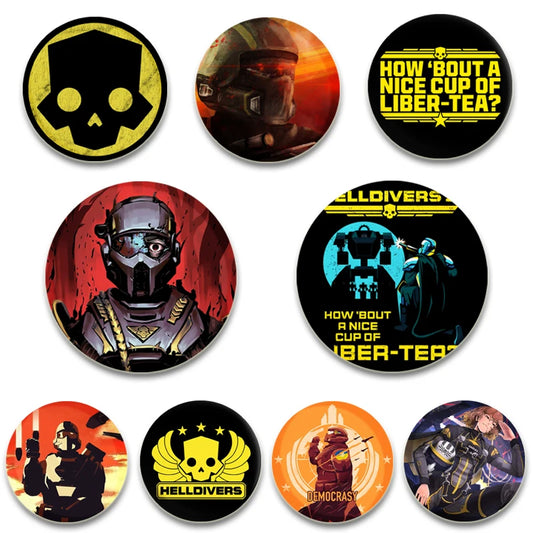 HELLDIVERS Cartoon Badges - 58/44/32mm